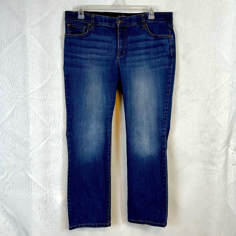Kim Rogers Curvy Women’s Tummy Control Straight Leg Blue Jeans / 16W Short